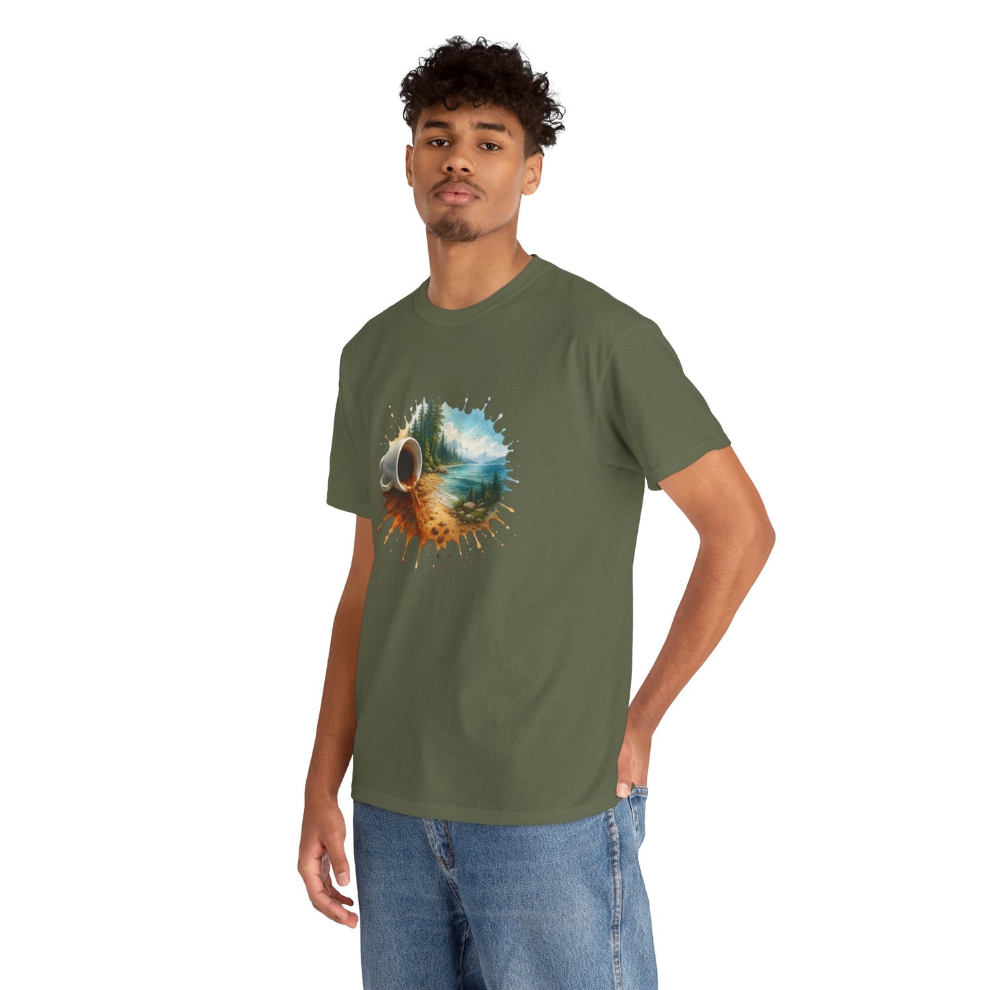 Nature-Inspired Unisex Heavy Cotton Tee, Casual Outfit, Gift for Nature Lovers, Camping Apparel, Outdoor Adventure Shirt