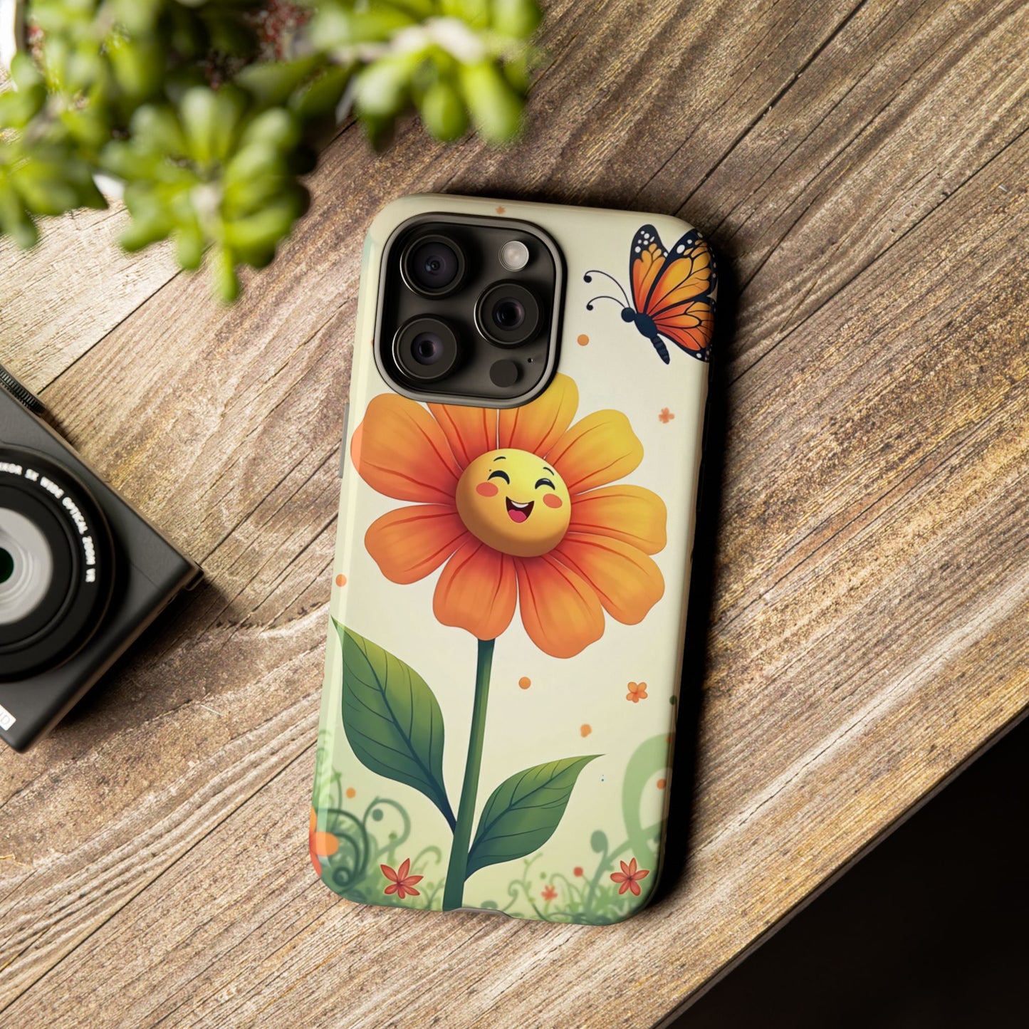 Floral Phone Case with Butterfly Design, Cute Flower Phone Cover for Nature Lovers, Eco-Friendly Gift, Spring Vibes, Birthday Present