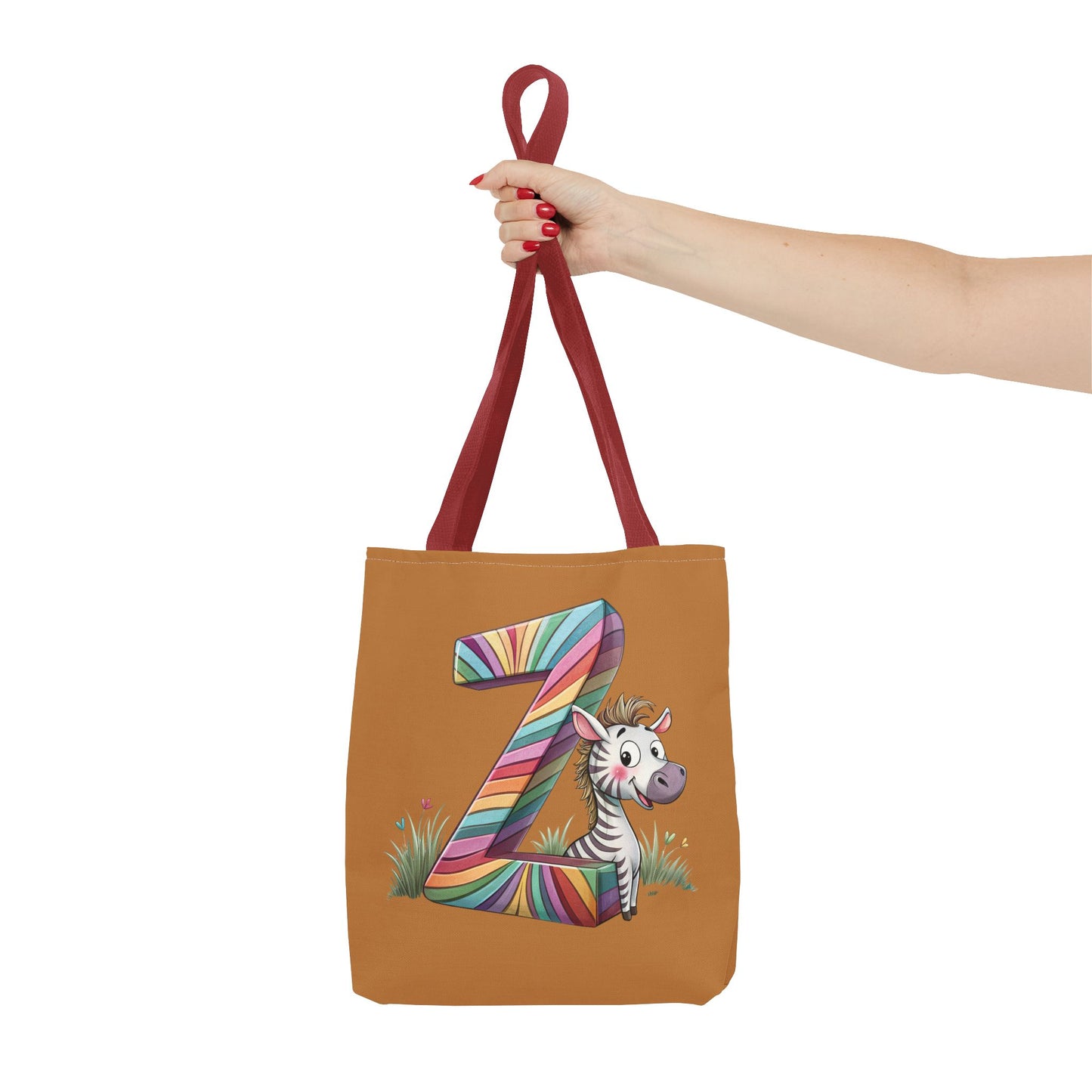 Colorful Zebra Initial Tote Bag, Kids' Backpack, Fun Reusable Shopping Bag, Cute Gift for Animal Lovers, Eco-Friendly, Alphabet Design