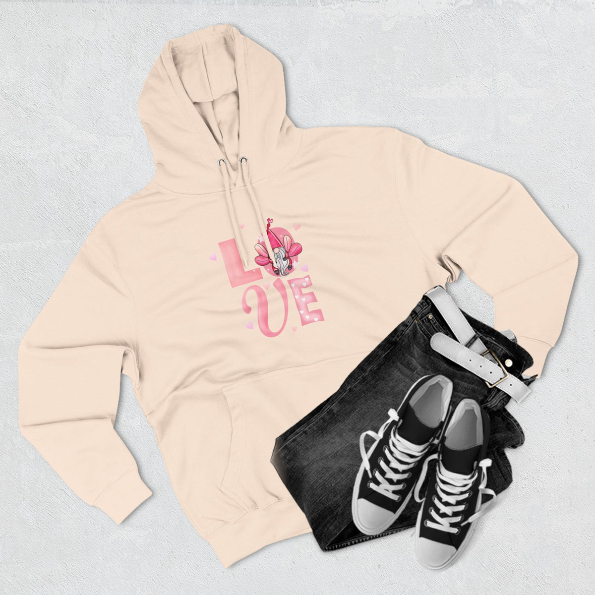 Love Blossom Hoodie — Pink Floral "LOVE" Graphic Fleece Hoodie