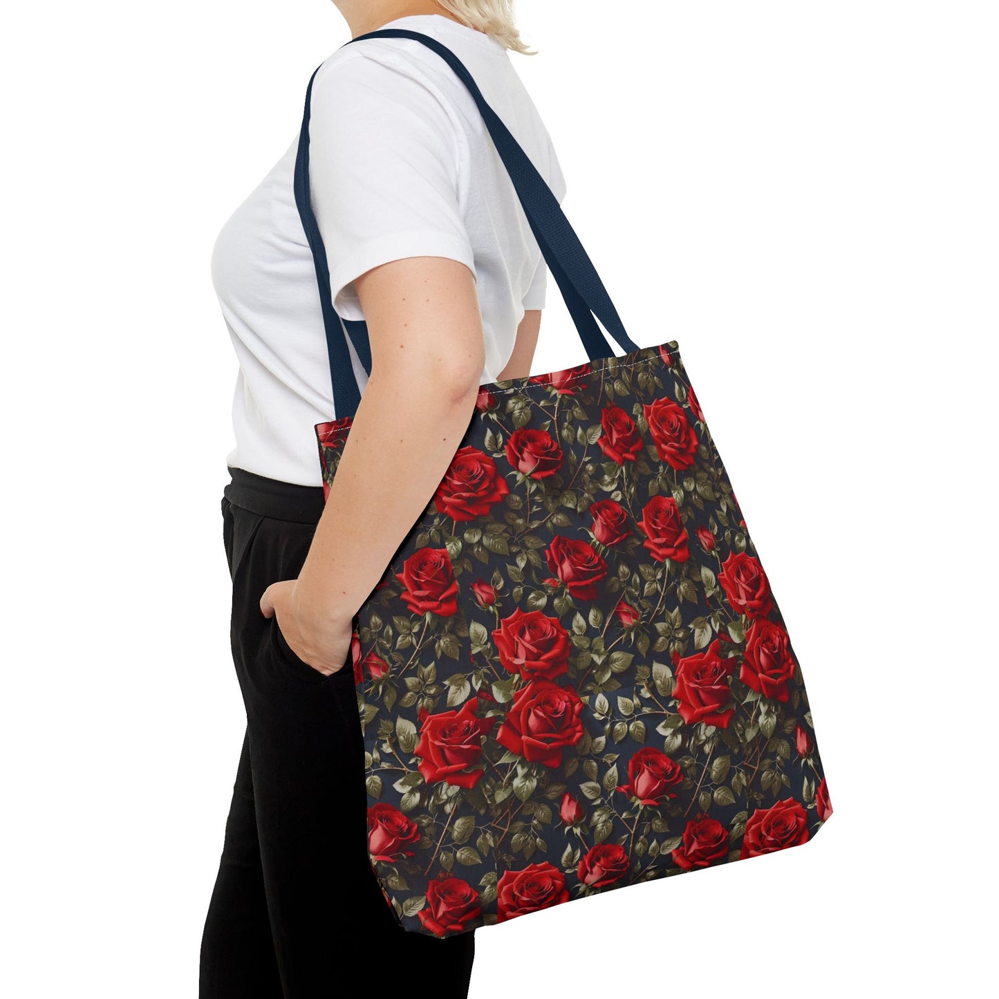 Elegant Floral Tote Bag, Stylish Rose Print, Gift for Her, Eco-Friendly Shopping Bag, Perfect for Spring, Everyday Use, Casual Chic