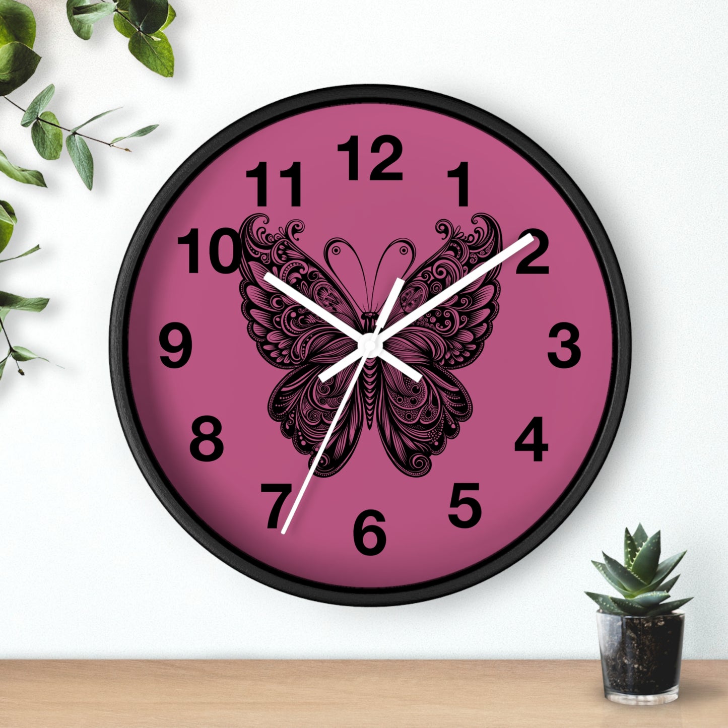 Butterfly Inspired Wall Clock | Chic Home Decor, Unique Gift for Her, Modern Timepiece, Butterfly Lover Gift, Pink Wall Clock