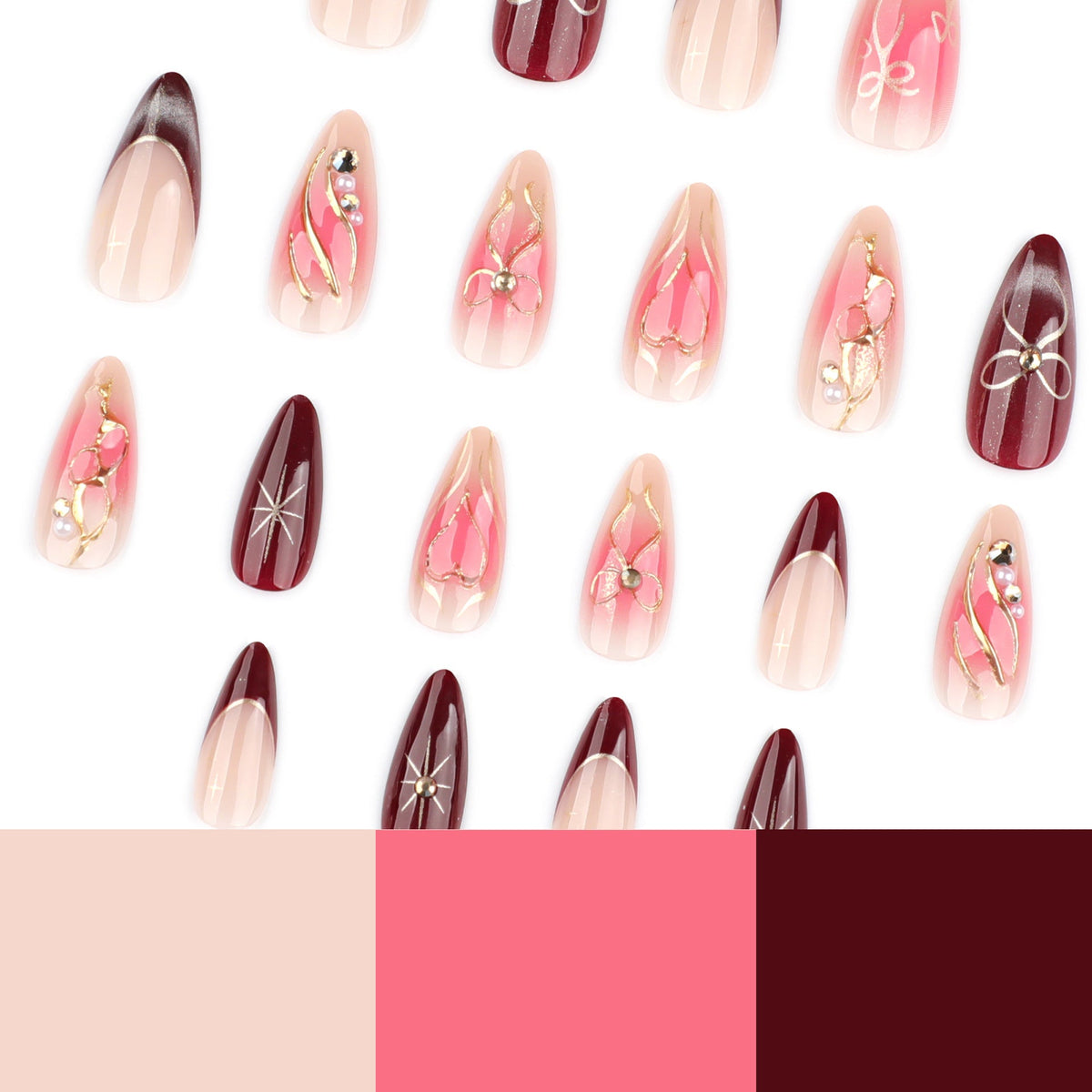 Elegant Burgundy Swirl Art with Gold Accents – Image 4