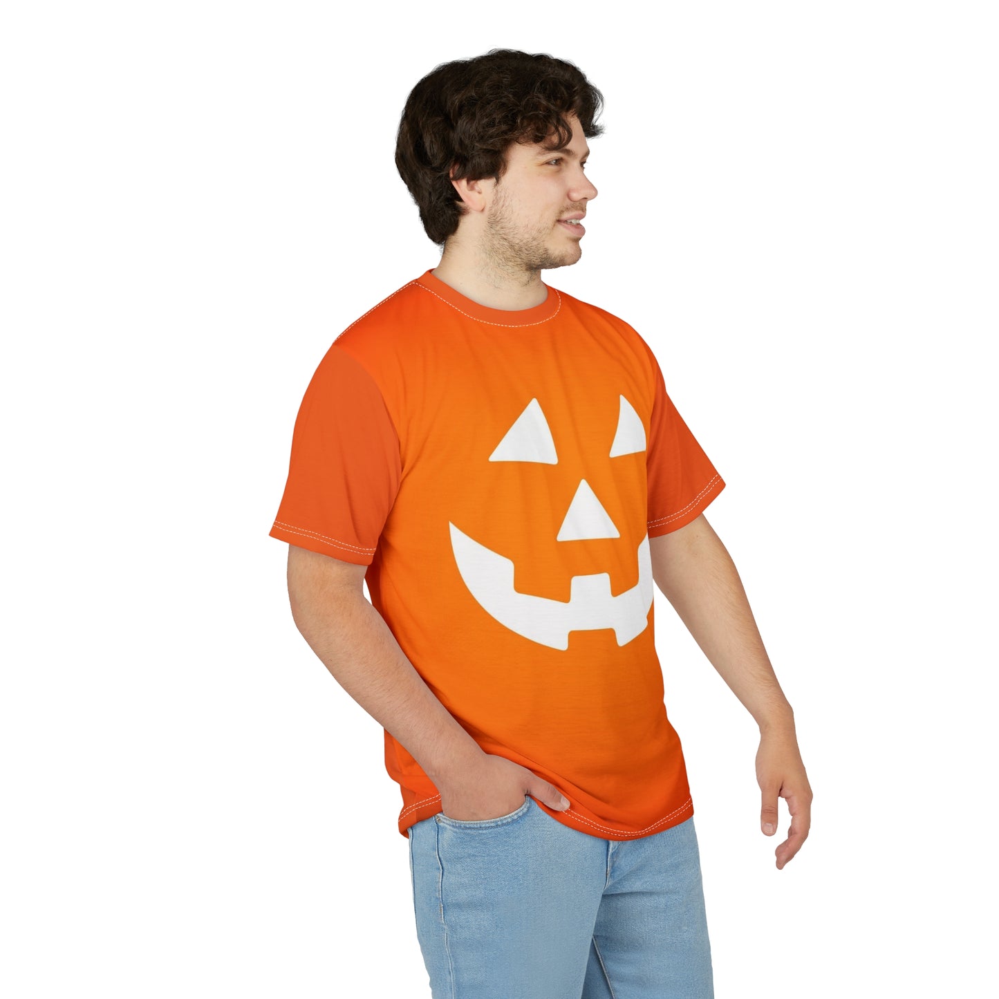 Halloween Pumpkin Face Unisex Tee, Spooky Shirt, Fall Fashion, Halloween Costume, Pumpkin Tee, Orange T-Shirt