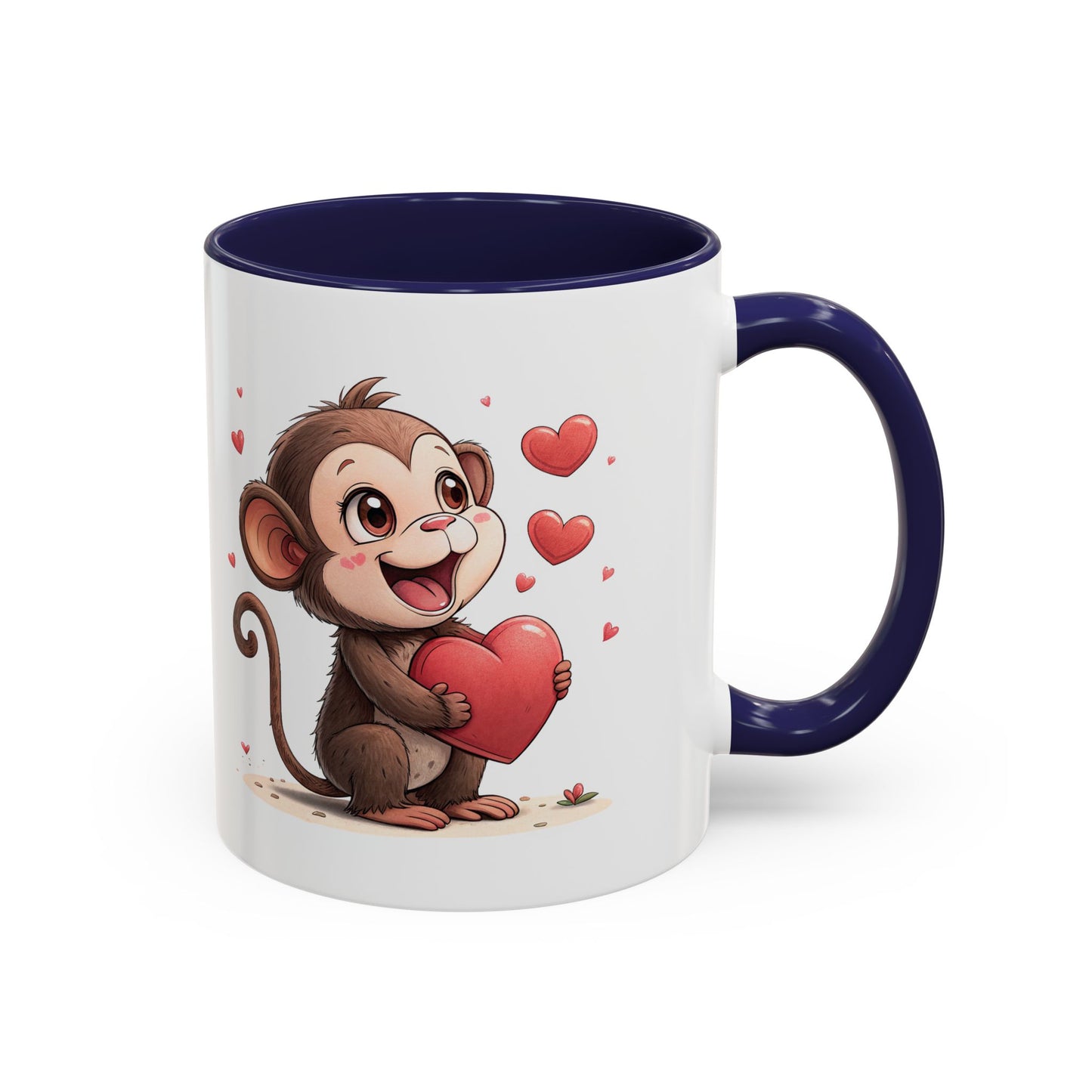 Cute Monkey Love Coffee Mug, Valentine's Gift, Animal Lover's Mug, Heartfelt Coffee Cup, Fun Kitchen Decor