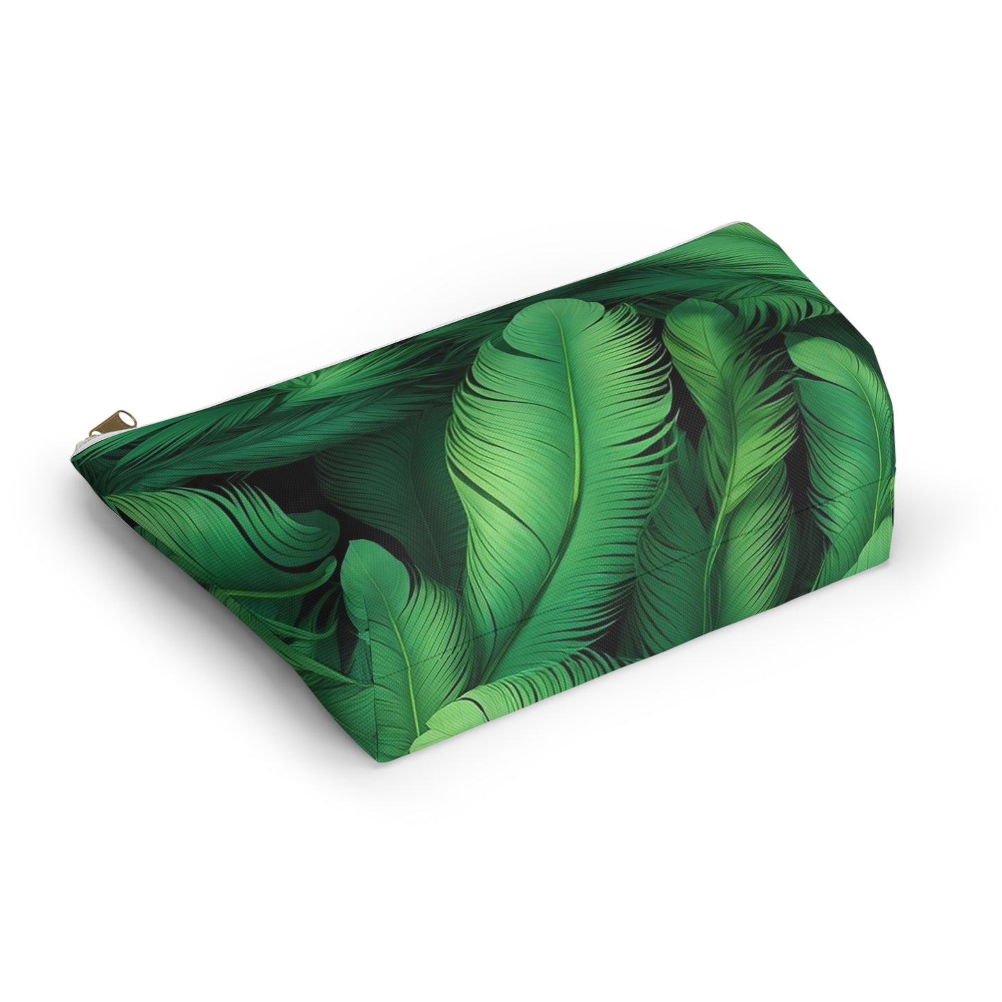 Tropical Leaf Accessory Pouch, Eco-Friendly Makeup Bag, Travel Organizer, Green Floral Pouch, Cute Gift for Nature Lovers