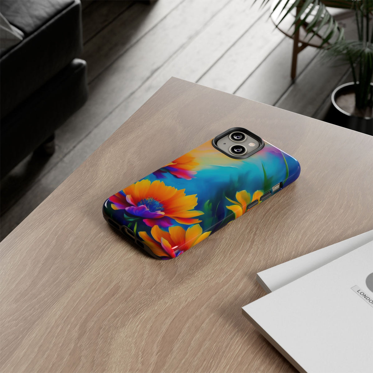 Floral Burst Tough Phone Case — Vibrant Watercolor Flowers Protective Cover