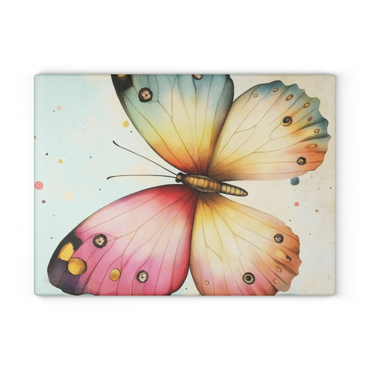 Colorful Butterfly Glass Cutting Board - Kitchen Decor, Gift for Home Cooks, Artisan Kitchenware, Unique Housewarming Gift, Butterfly Lovers
