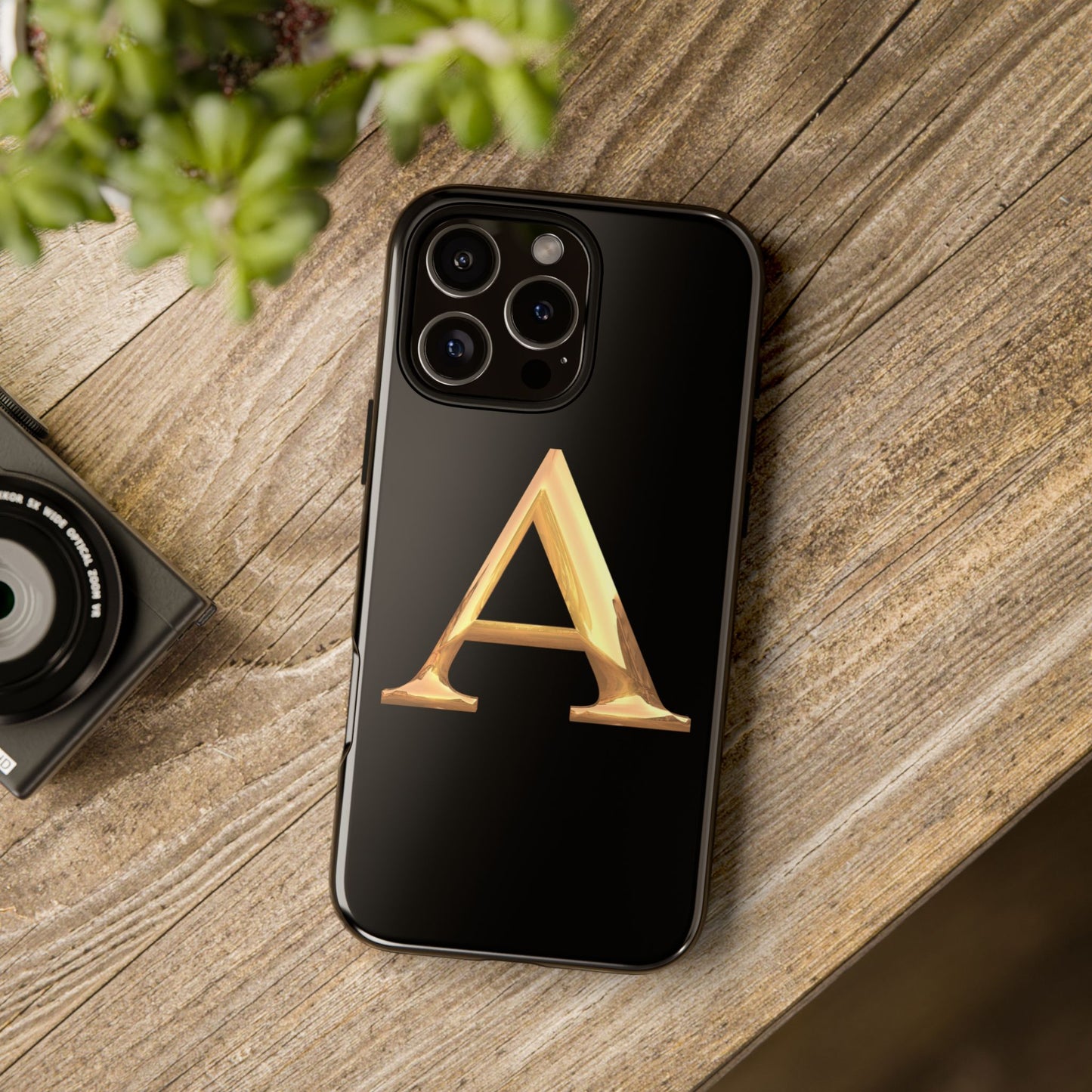 Custom Phone Case with Gold Letter A, Monogrammed Gift, Tough Protective Case, Personalized Phone Accessory, Unique Phone Cover