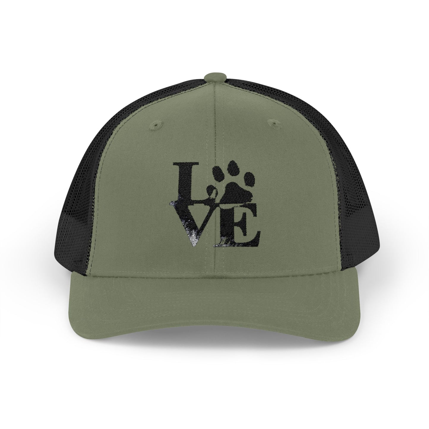 Love Paw Print Trucker Cap for Animal Lovers, Adjustable Snapback Hat for Pet Owners, Gifts for Dog Moms, Cat Dads, Pet Adoption Events