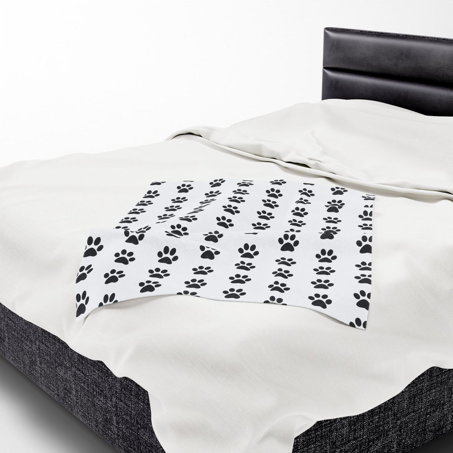 Paw Print Velveteen Plush Blanket, Cozy Pet Blanket, Dog Lover Gift, Soft Throw, Animal Print Home Decor