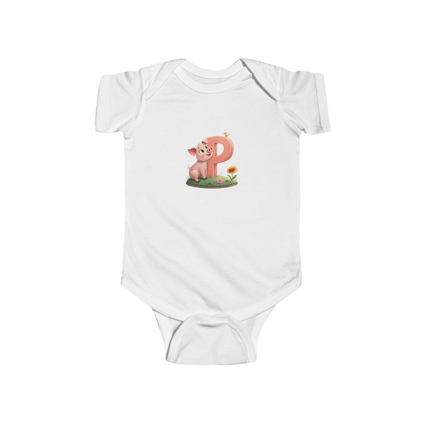 Cute Pig Initial Baby Bodysuit, Personalized Infant Outfit, Baby Shower Gift, Toddler Clothes, Newborn Apparel, Fun Birthday Gift
