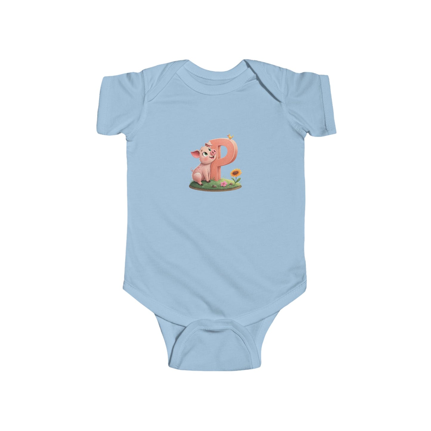 Cute Pig Initial Baby Bodysuit, Personalized Infant Outfit, Baby Shower Gift, Toddler Clothes, Newborn Apparel, Fun Birthday Gift