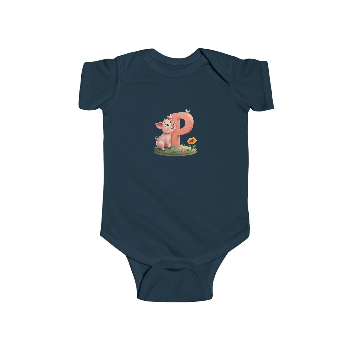 Cute Pig Initial Baby Bodysuit, Personalized Infant Outfit, Baby Shower Gift, Toddler Clothes, Newborn Apparel, Fun Birthday Gift