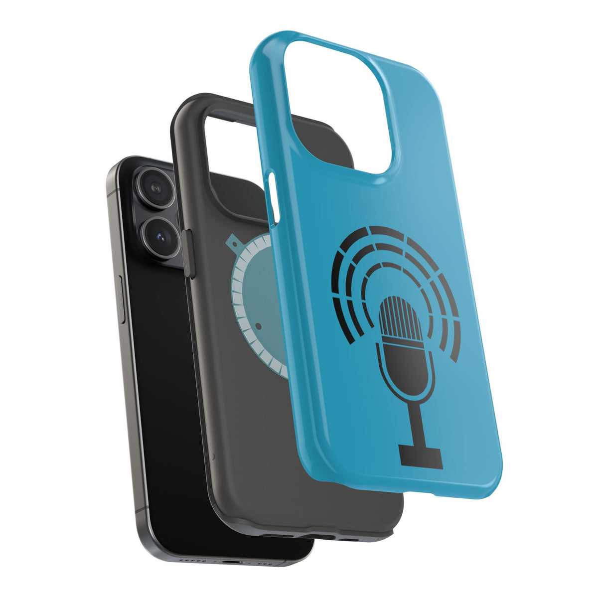 Phone Case — Retro Microphone Podcast Design, Magnetic Impact-Resistant