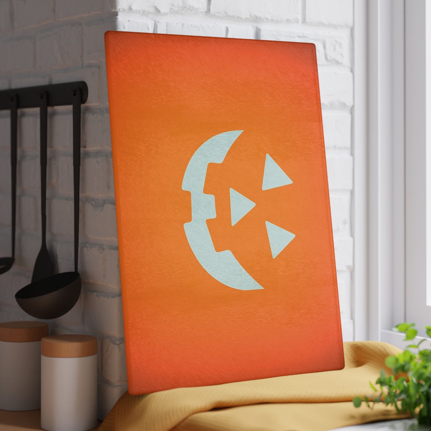 Halloween Pumpkin Glass Cutting Board, Festive Kitchen Decor, Fall Harvest Gift, Pumpkin Carving, Holiday Cooking