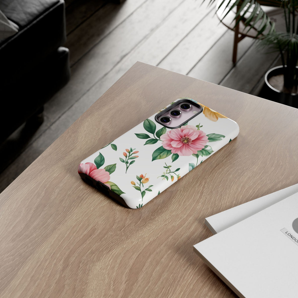 Floral Tough Phone Case — Pink Peony Protective Phone Cover