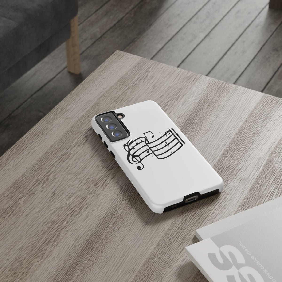 Musical Notes Phone Case — Black Treble Clef Music Staff Tough Case