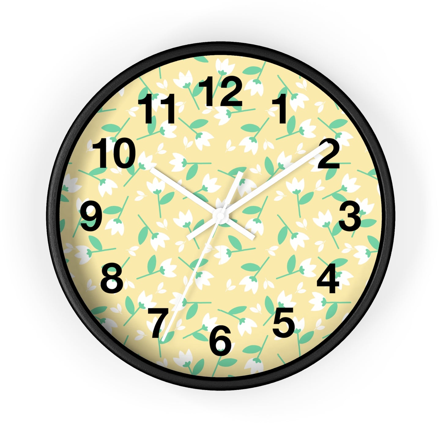 Floral Yellow Wall Clock, Home Decor, Gift for Her, Spring Vibes, Kitchen Accessory, Mother's Day Gift