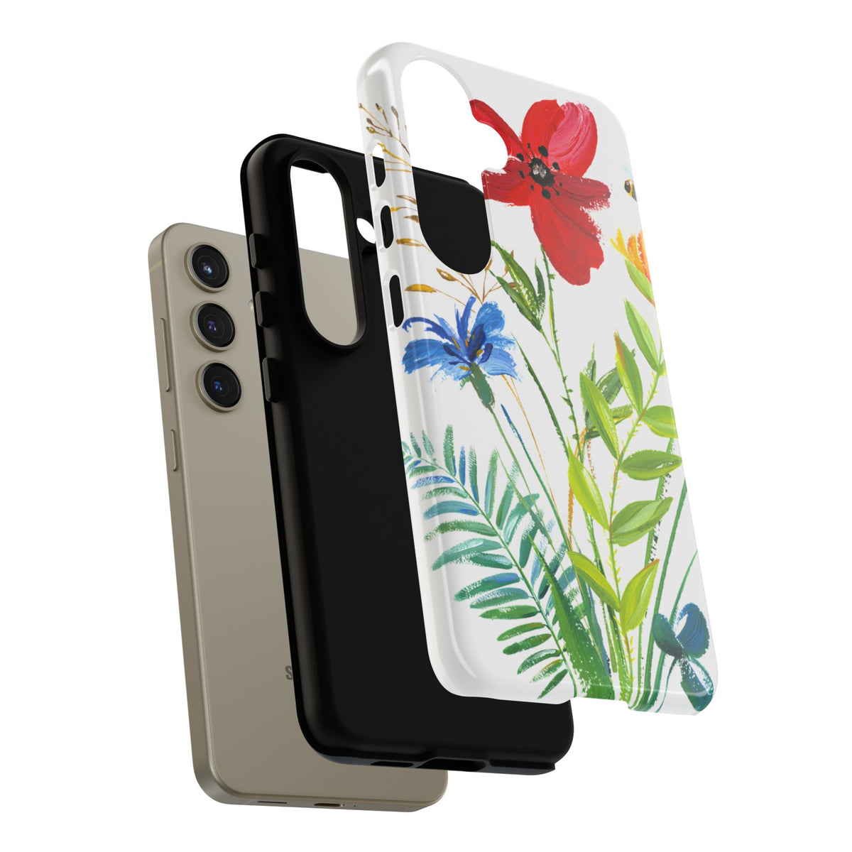 Floral Watercolor Tough Phone Case — Wildflower Bouquet Protective Cover