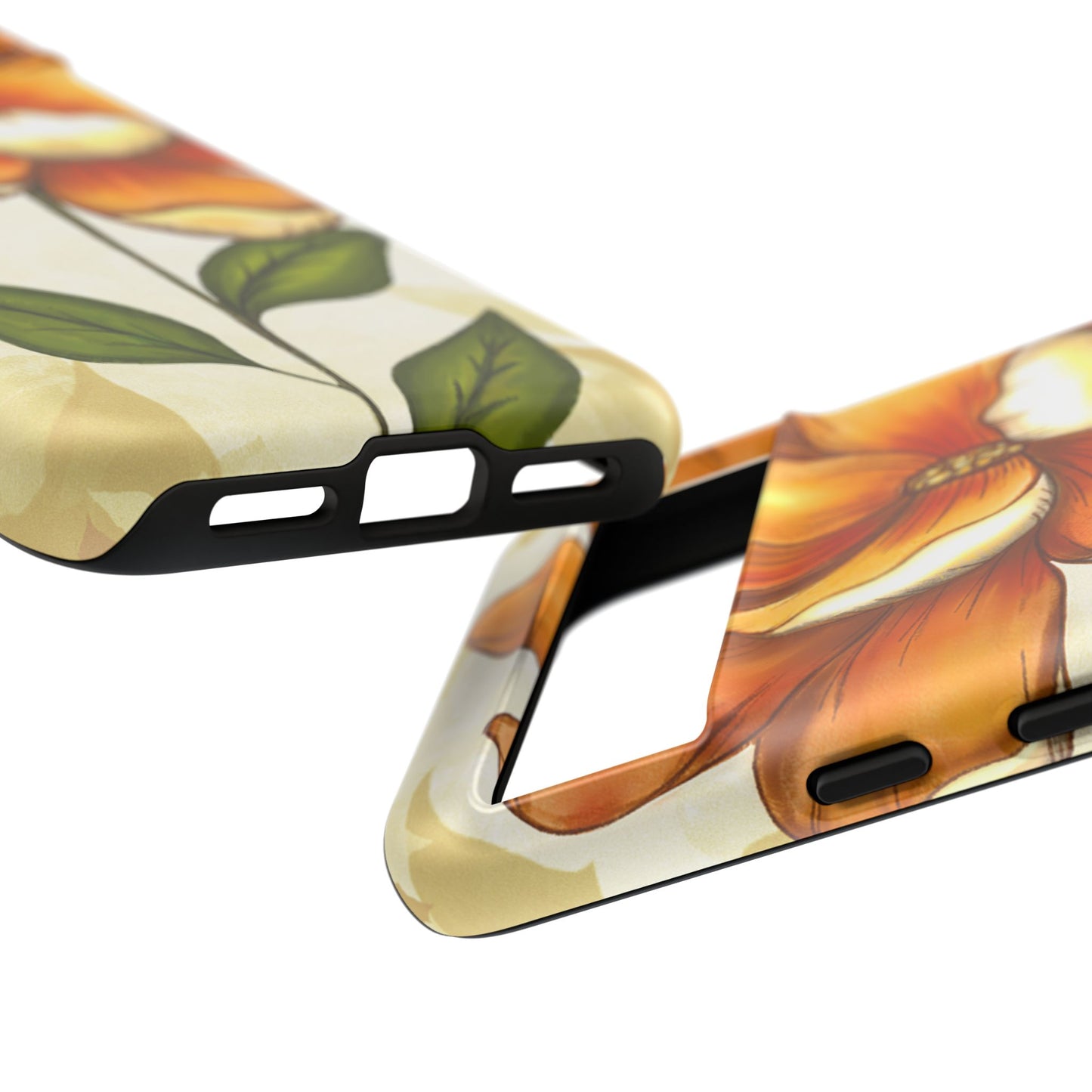 Floral Phone Case with Orange Flower Design, Tough Phone Cover, Floral Gift, Stylish Tech Accessory, Nature Lovers, Spring Vibes