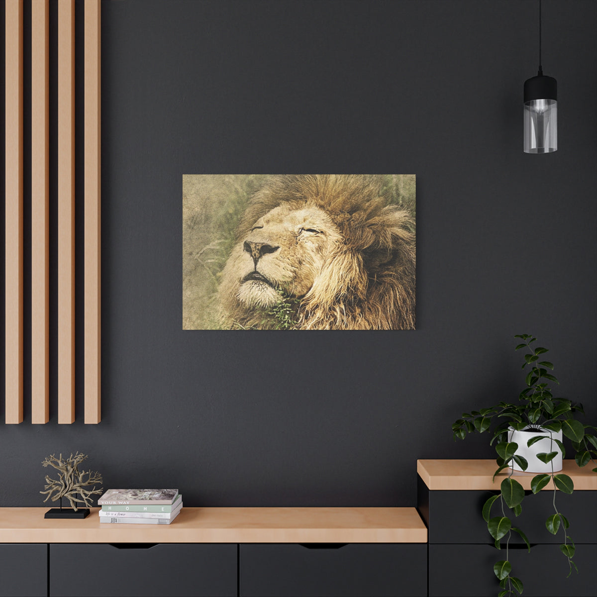 Lion Portrait Matte Canvas Print — Stretched 1.25" Wall Art