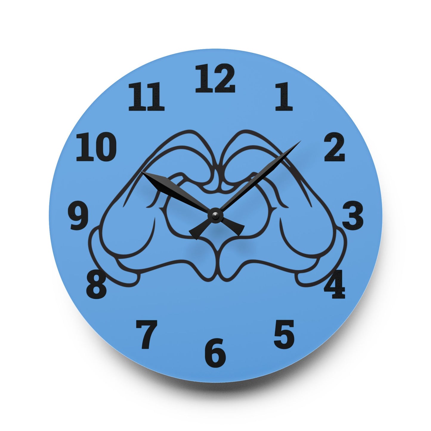 Heart Hands Acrylic Wall Clock - Modern Decor, Unique Gift, Home Office Wall