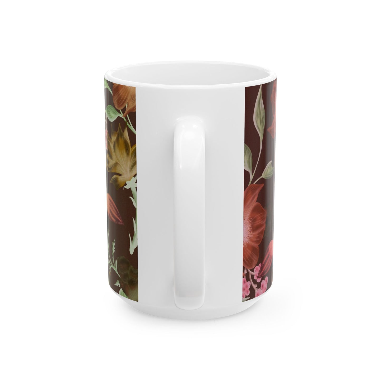 Floral Ceramic Mug, Botanical Coffee Cup, Gift for Mom, Tea Lover's Mug, Cozy Kitchen Decor, Rustic Floral Design