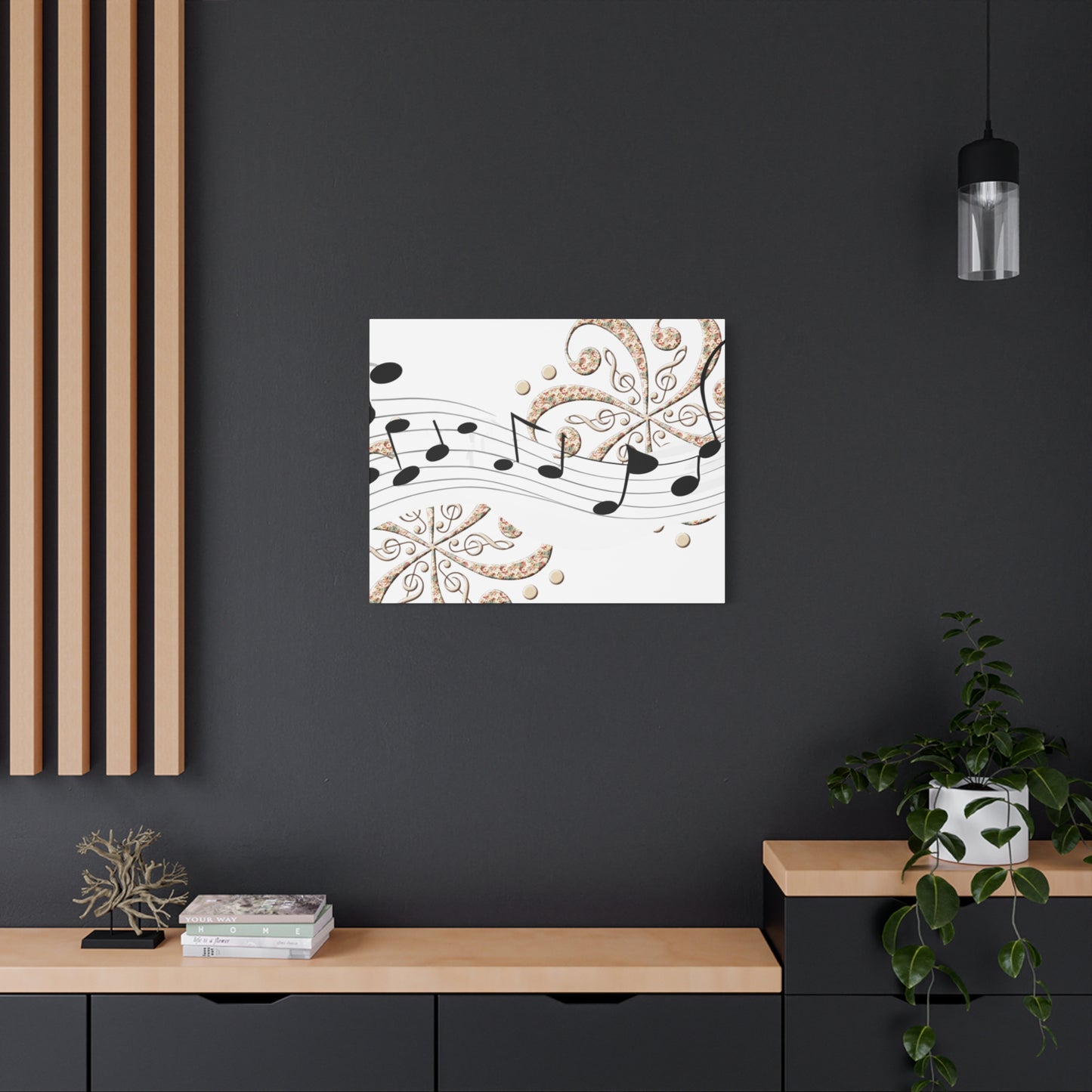 Musical Note Canvas Art, Floral Decor for Home, Music Lover Gift, Wall Art for Musicians, Unique Gift Idea