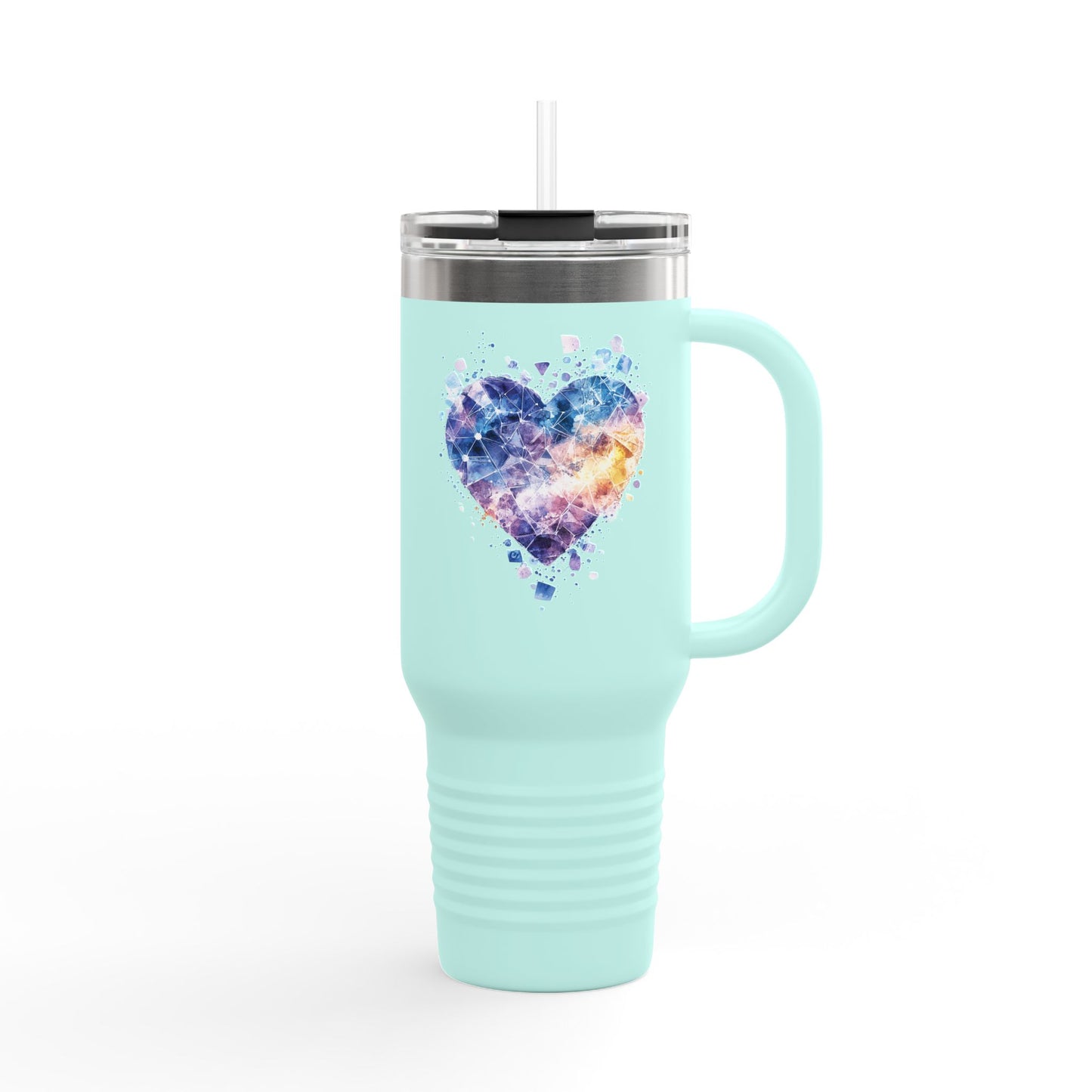 Colorful Heart Insulated Travel Mug | 40oz | Great for Coffee, Tea, Outdoors, Gifts, Love