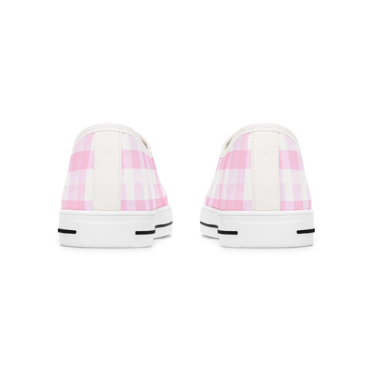 Pink Gingham Low Top Sneakers - Women's Casual Canvas Shoes