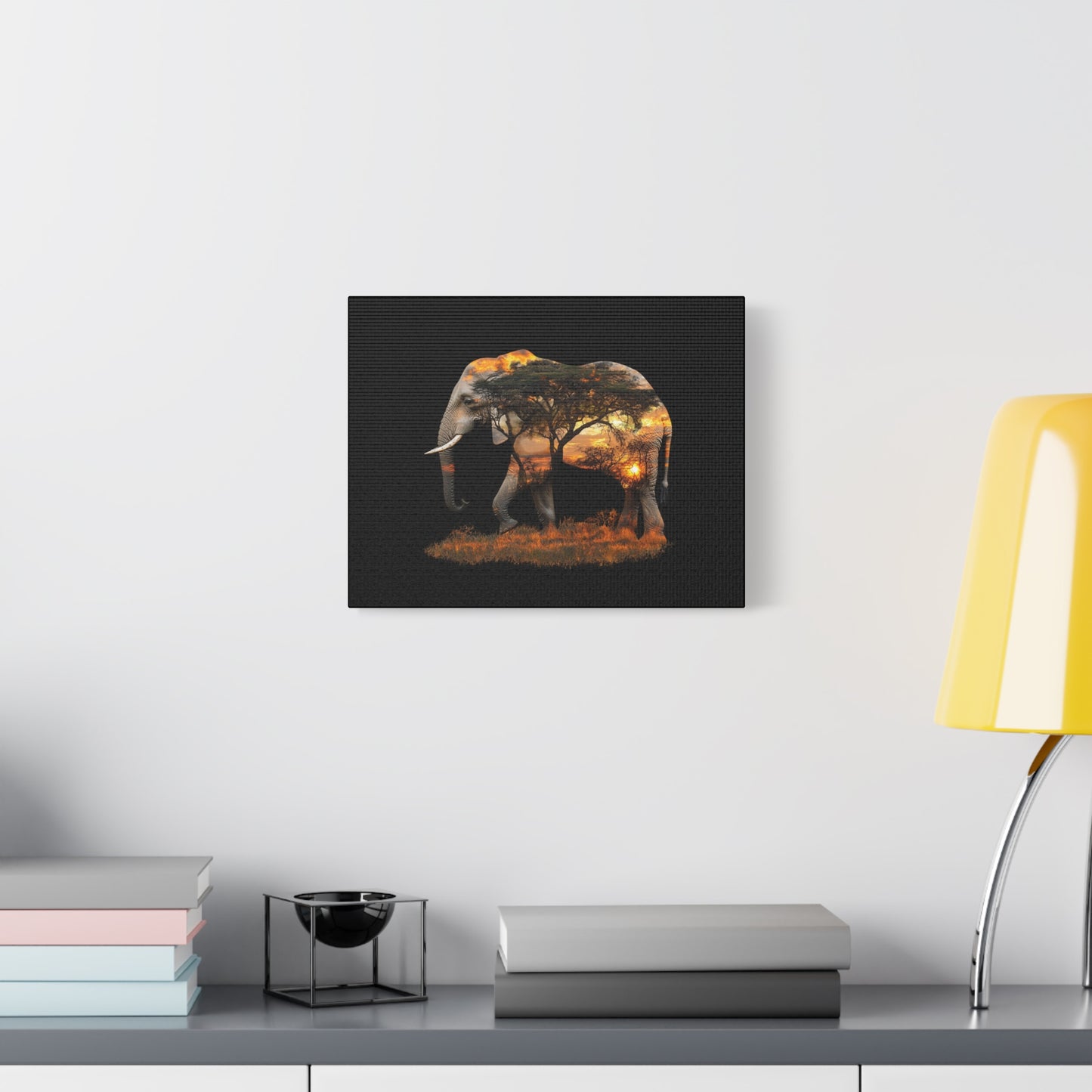 Elephant Tree Matte Canvas Art, Nature Wall Decor, Wildlife Home Decoration, Gift for Animal Lovers, Boho Living Room Accent