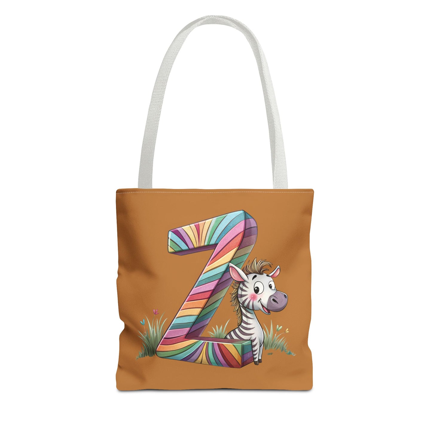 Colorful Zebra Initial Tote Bag, Kids' Backpack, Fun Reusable Shopping Bag, Cute Gift for Animal Lovers, Eco-Friendly, Alphabet Design