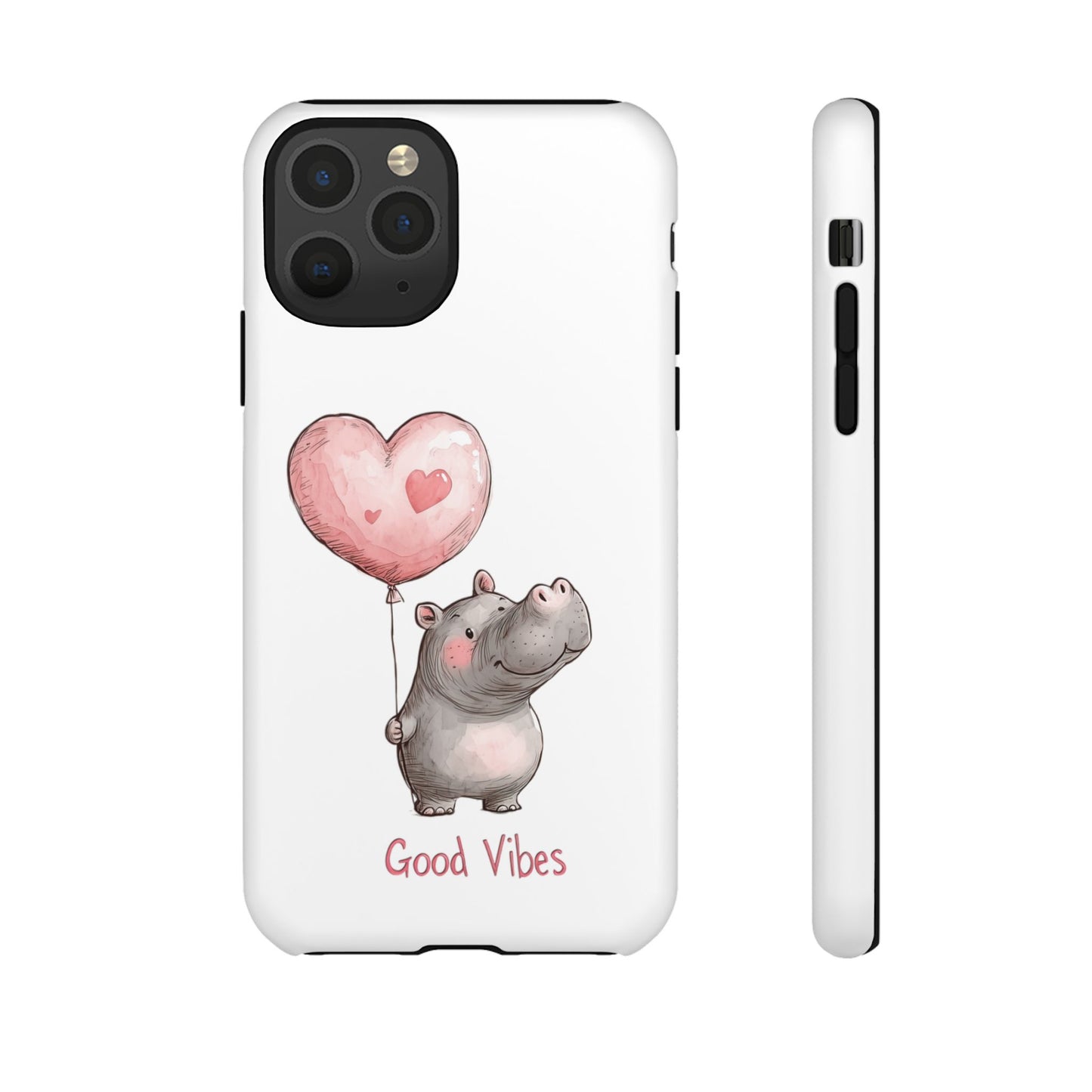 Cute Hippo Phone Case - Good Vibes Design, Animal Lover Gift, Fun Accessory, Birthday Present, Phone Accessories
