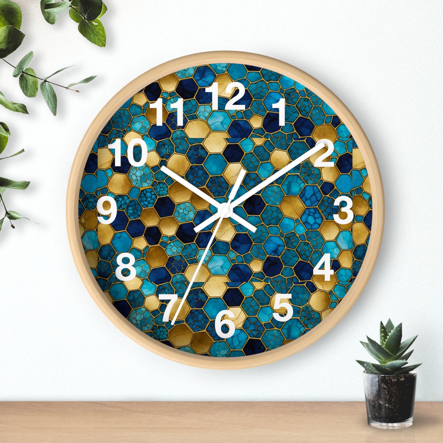 Honeycomb Mosaic Wall Clock - Home Decor, Unique Gift for Bee Lovers, Stylish Timepiece for Living Room, Kitchen or Office
