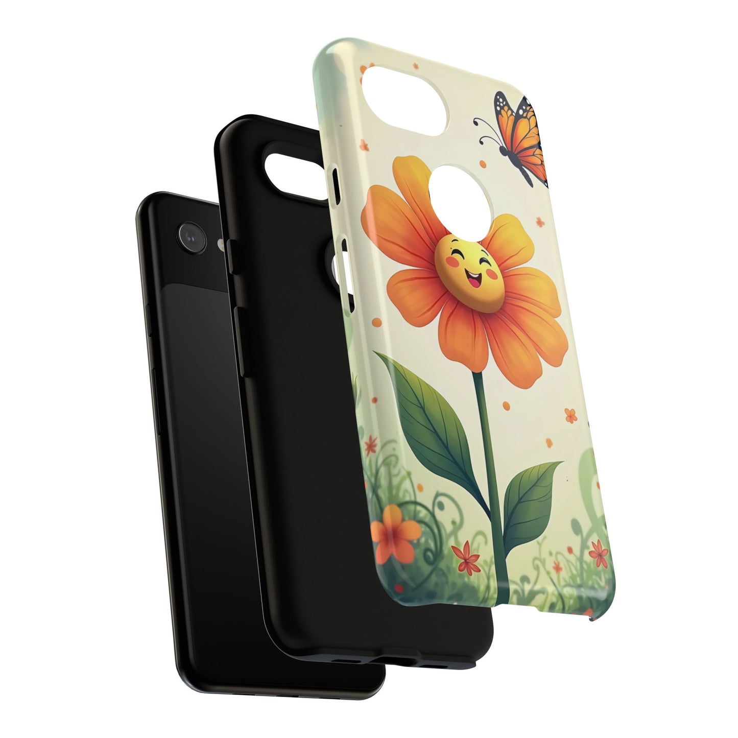 Floral Phone Case with Butterfly Design, Cute Flower Phone Cover for Nature Lovers, Eco-Friendly Gift, Spring Vibes, Birthday Present