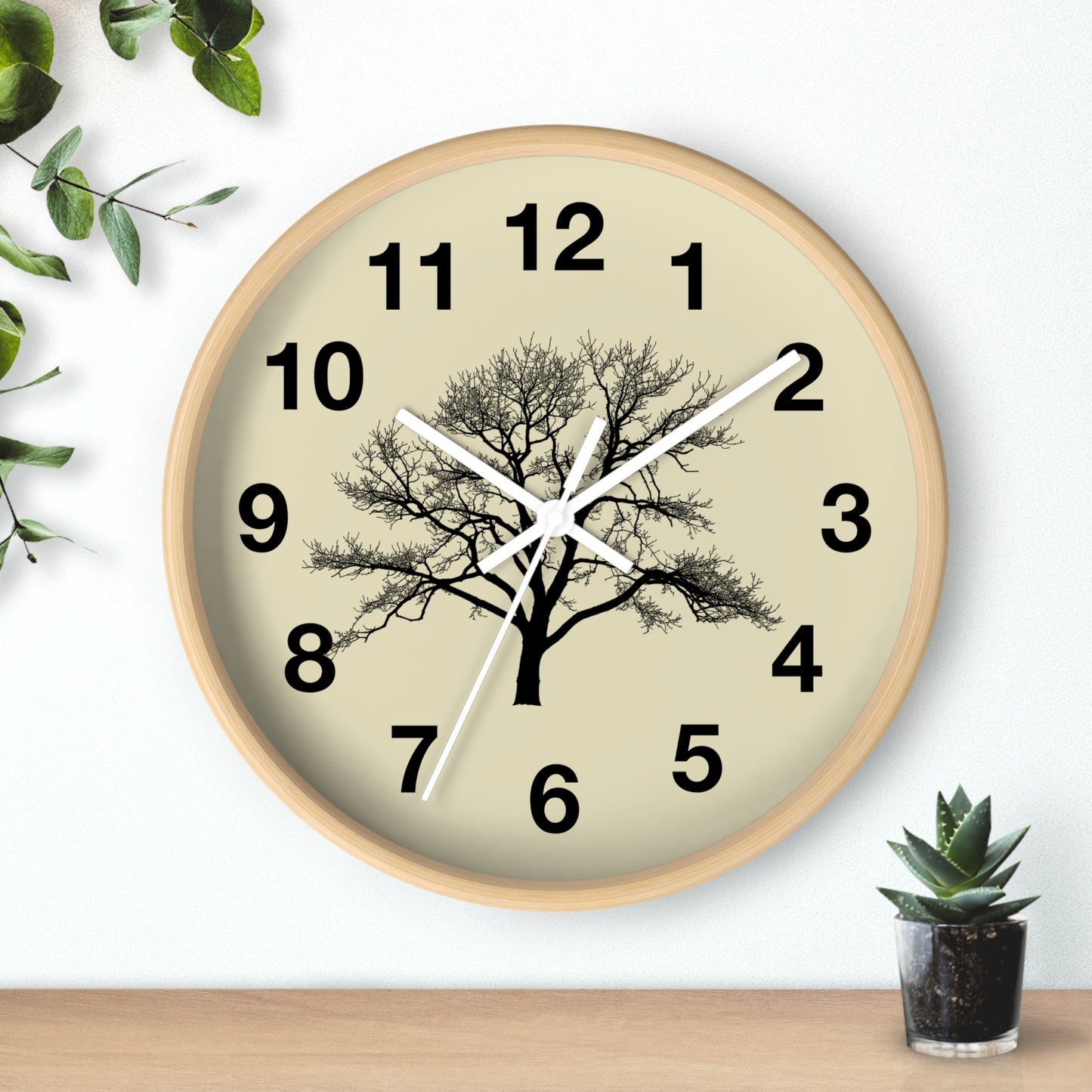 Elegant Tree Silhouette Wall Clock, Home Decor, Nature Lover Gift, Rustic Wall Art, Black and White Clock, Classic Timepiece
