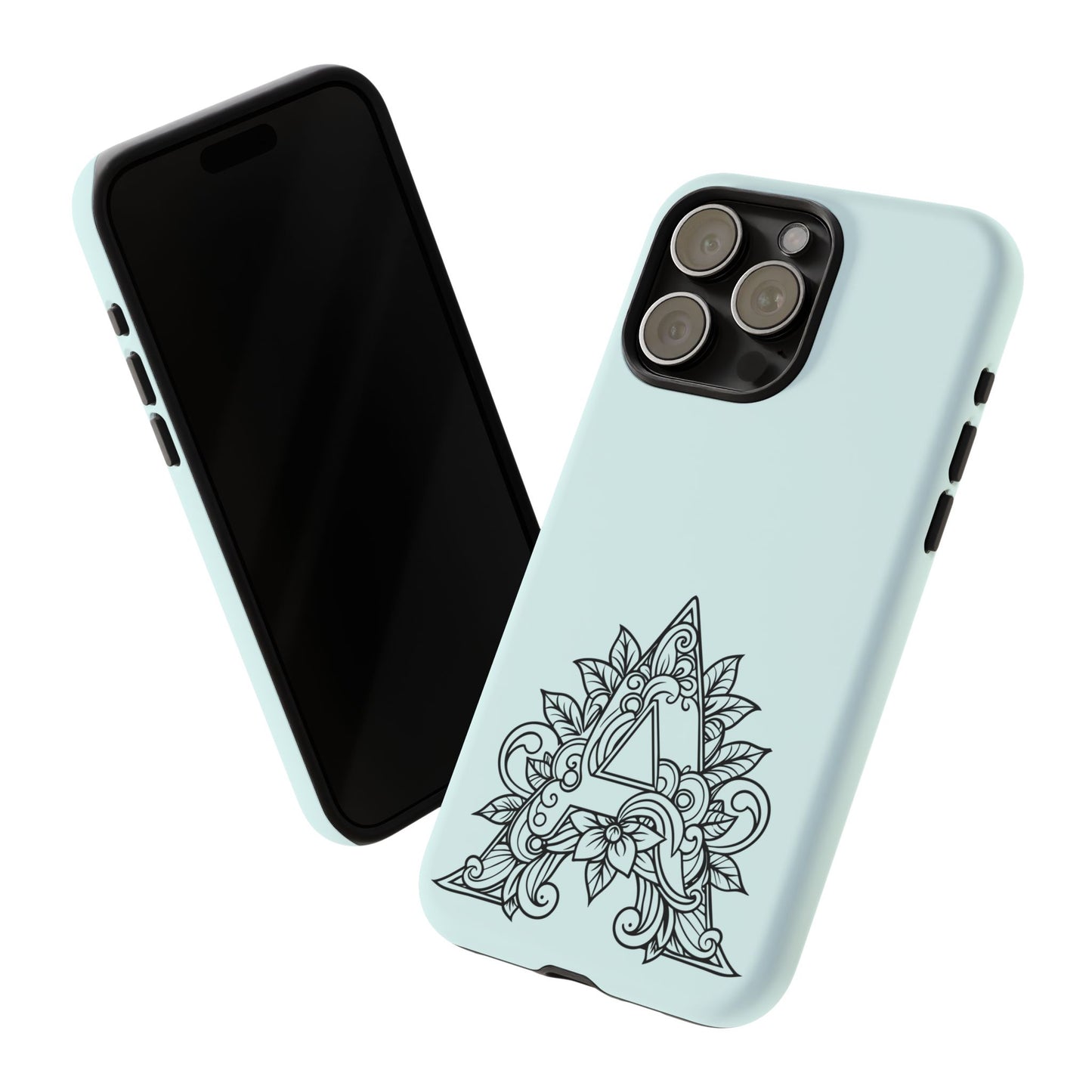 Personalized Tough Phone Case, Floral Monogram Cell Phone Cover, Custom Protective Case, Unique Gift, Birthday, Graduation
