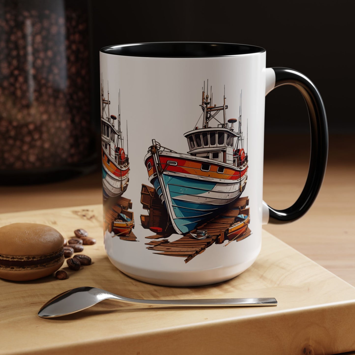Nautical Accent Coffee Mug | Perfect for Boat Lovers, Sailor Gifts, Coastal Decor, Unique Gift Idea, Custom Artwork Mug