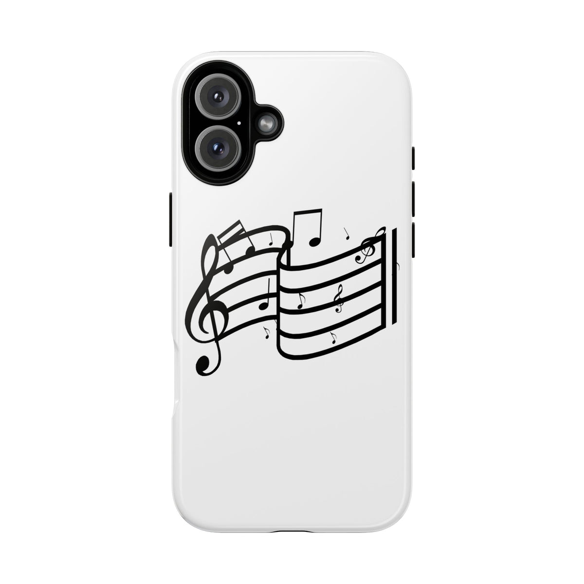 Musical Notes Phone Case — Black Treble Clef Music Staff Tough Case