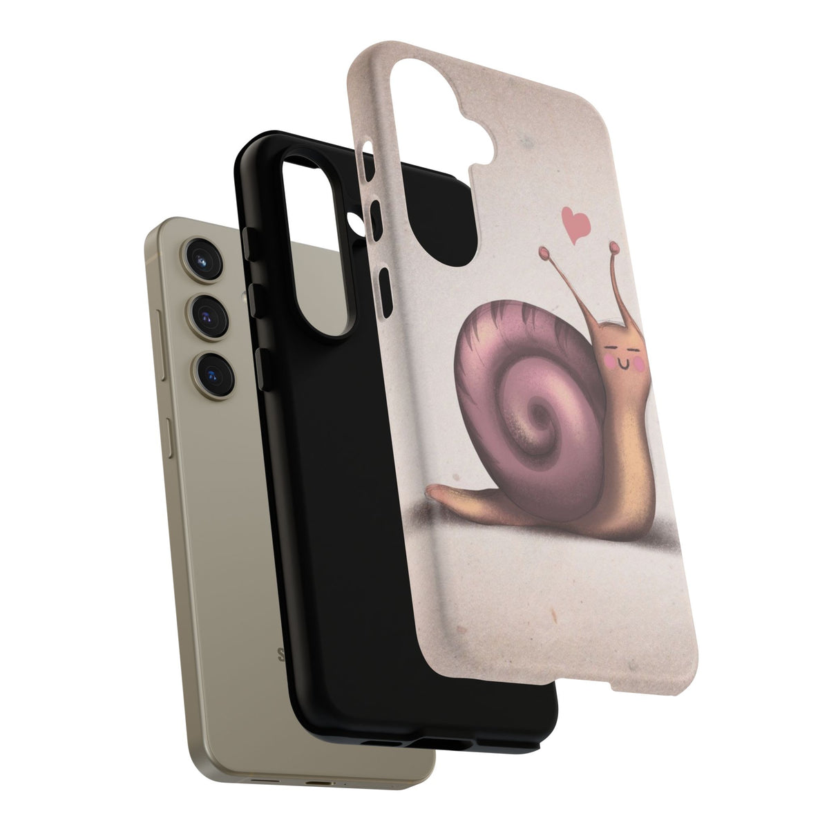 Cute Snail Phone Case — Pink Heart Cartoon Protective iPhone Cover