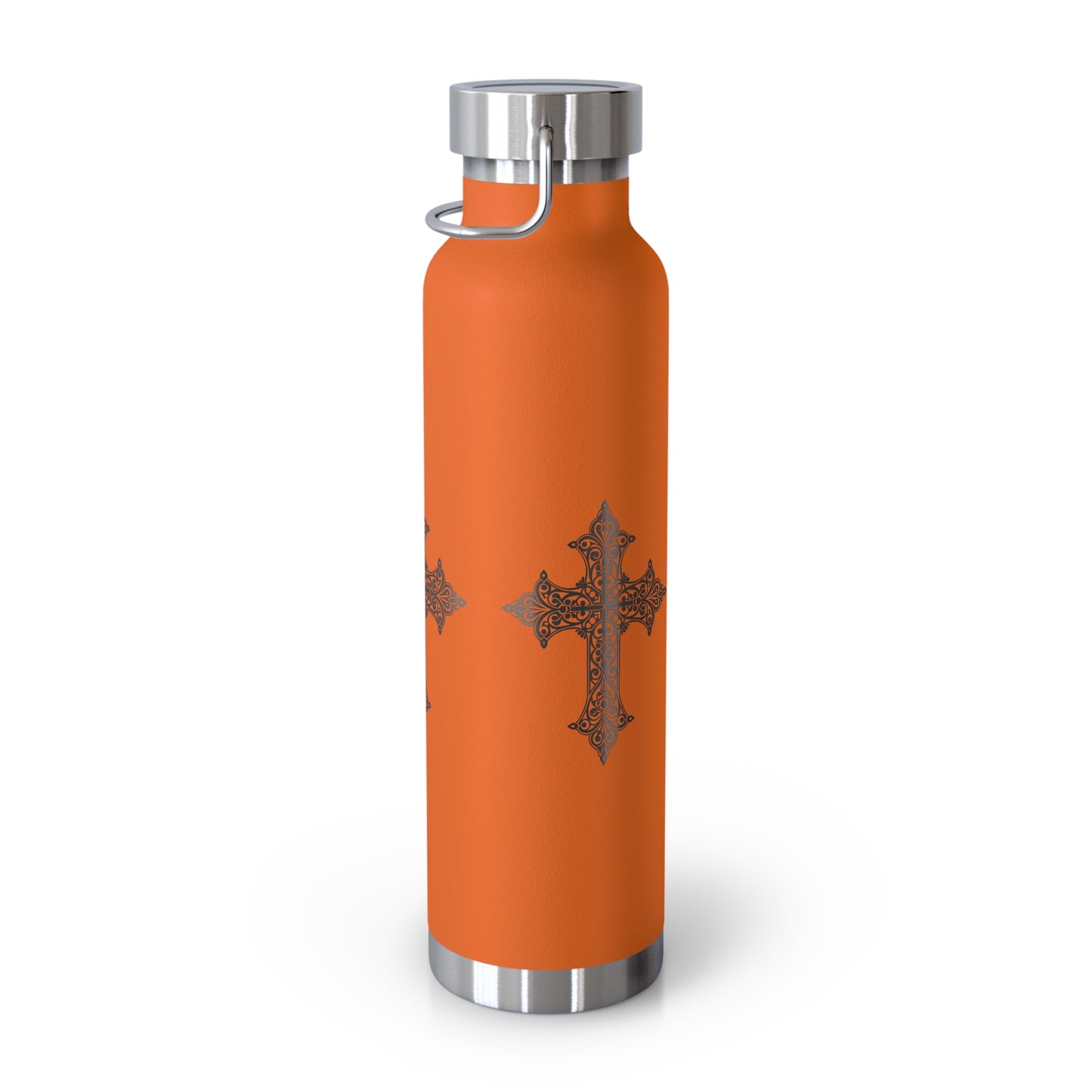Stylish Copper Insulated Water Bottle - 22oz, Cross Design, Travel Flask, Gift for Him/Her, Unique Outdoor Hydration