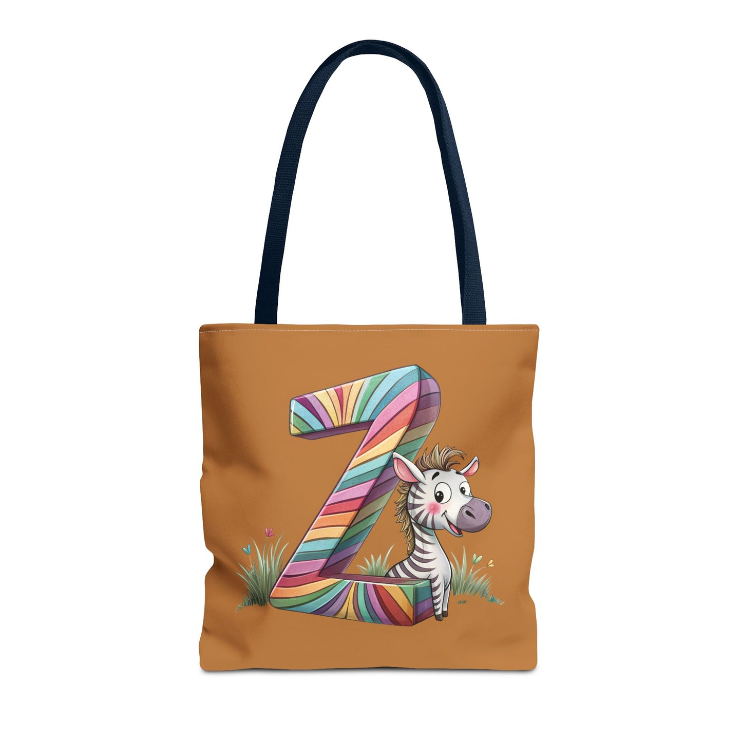 Colorful Zebra Initial Tote Bag, Kids' Backpack, Fun Reusable Shopping Bag, Cute Gift for Animal Lovers, Eco-Friendly, Alphabet Design