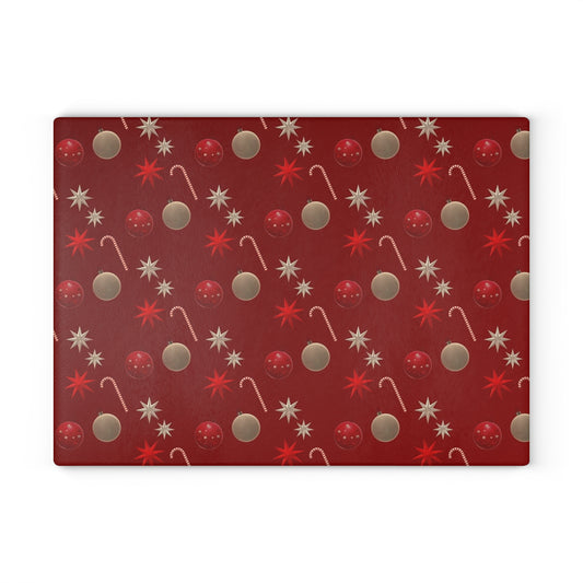 Festive Glass Cutting Board for Holiday Cooking, Christmas Kitchen Decor, Holiday Gift, Seasonal Homeware, Festive Hostess Gift