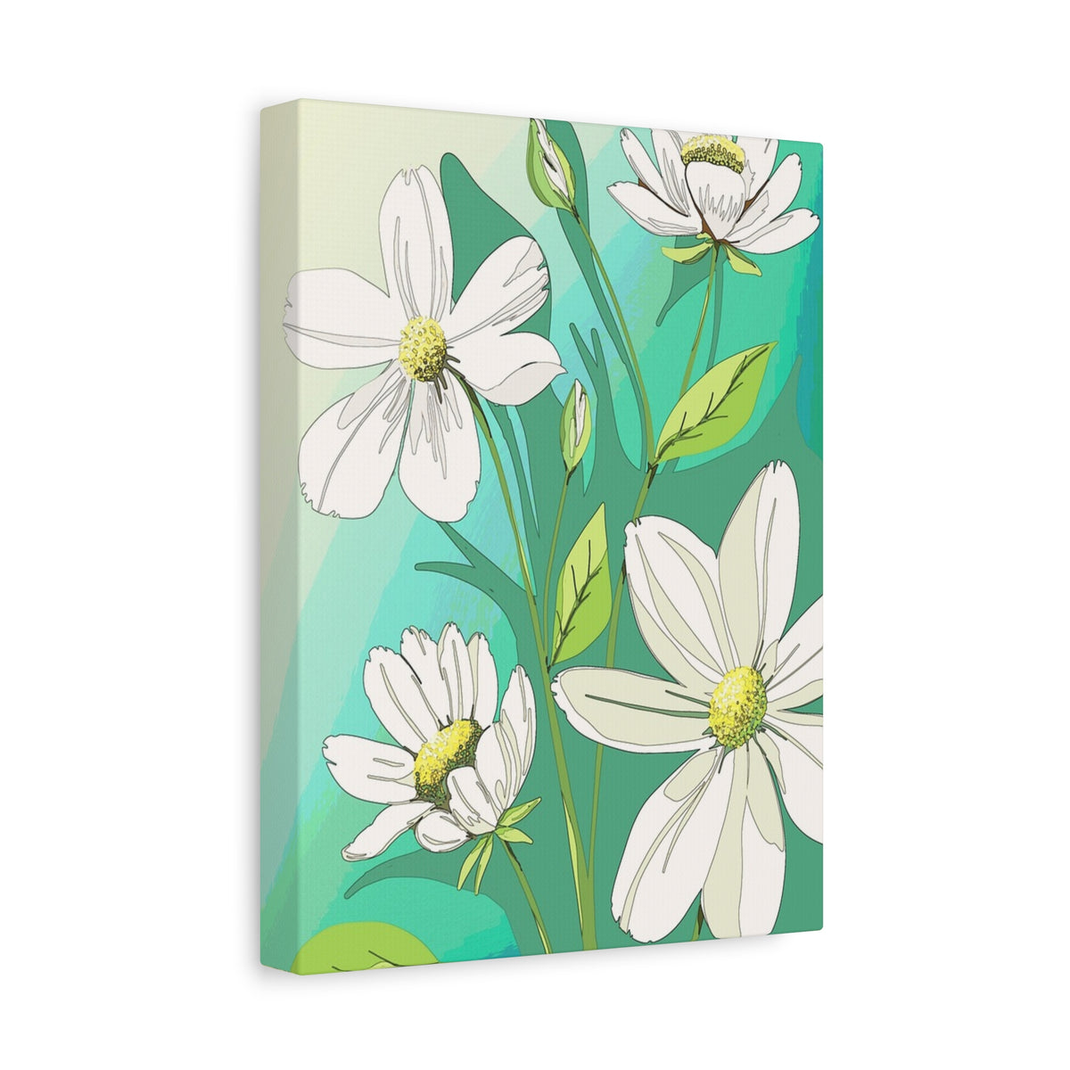 Matte Canvas, Stretched, 1.25" White Flowers