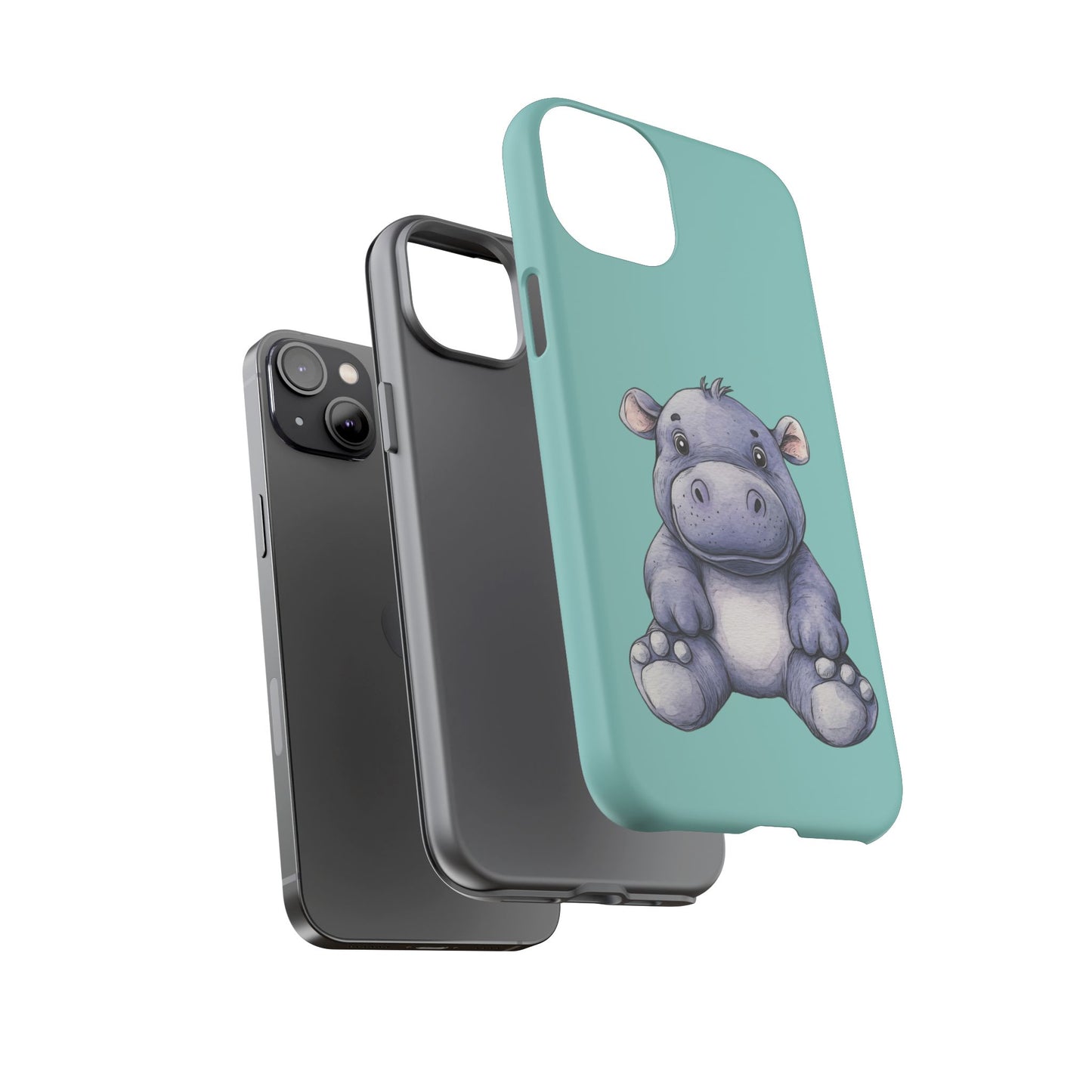 Cute Hippo Phone Case, Tough Phone Cover, Fun Animal Case, Gift for Kids, Cute Decor, Birthday Present
