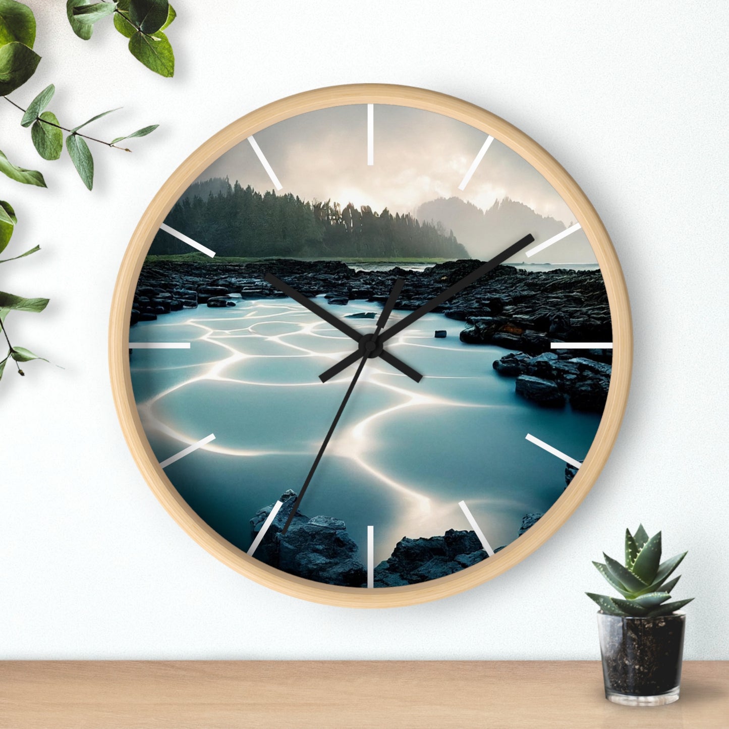 Serene Nature Wall Clock - Tranquil Home Decor for Nature Lovers, Modern Timepiece for Gifts, Office, Living Room, Quartz Clock