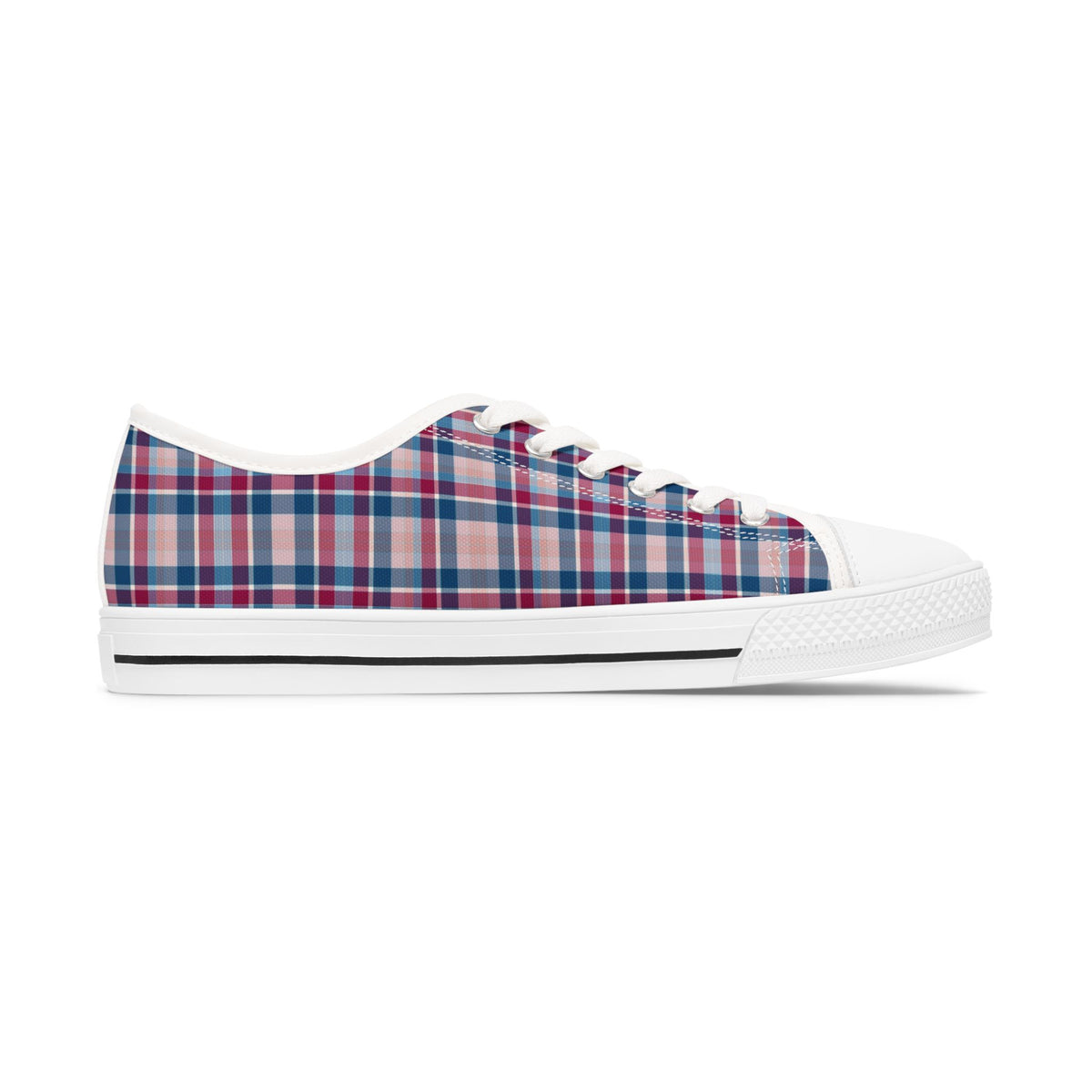 Plaid Low Top Sneakers — Casual Canvas Shoes