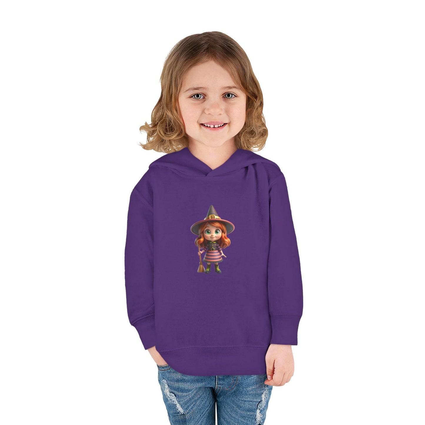 Toddler Witch Fleece Hoodie, Cute Kids Pullover, Halloween Costume, Cozy Toddler Apparel, Spooky Season Gear, Gift for Little Ones