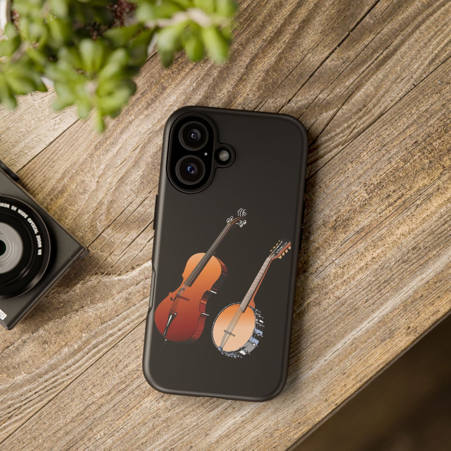 Musical Instrument Phone Case - Violin & Banjo Design, Music Lover Gift, Unique Phone Cover, Holiday Gift, Durable Tough Cases